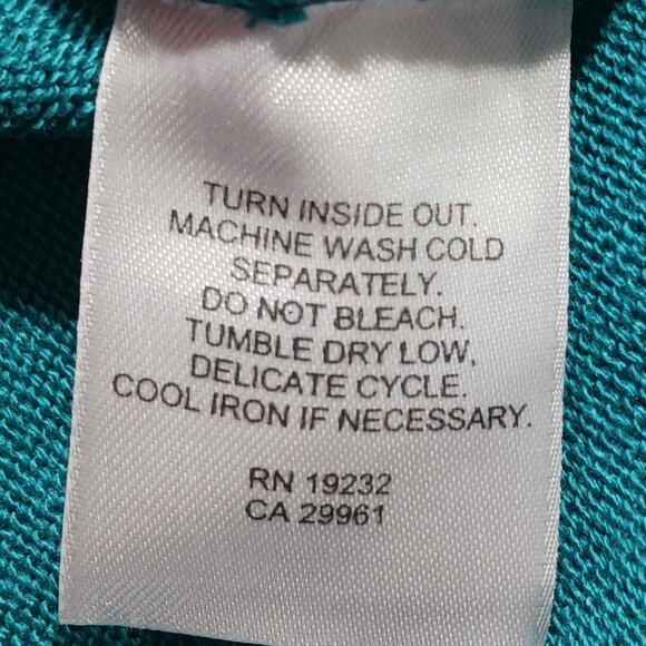 ALFRED DUNNER Spring Sweater Womens Medium Short Sleeve Teal Acrylic EUC - Picture 4 of 7